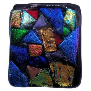 Multicolor Dichroic Glass Hair Sweater Collar Alligator Clip w Silver Metal Base